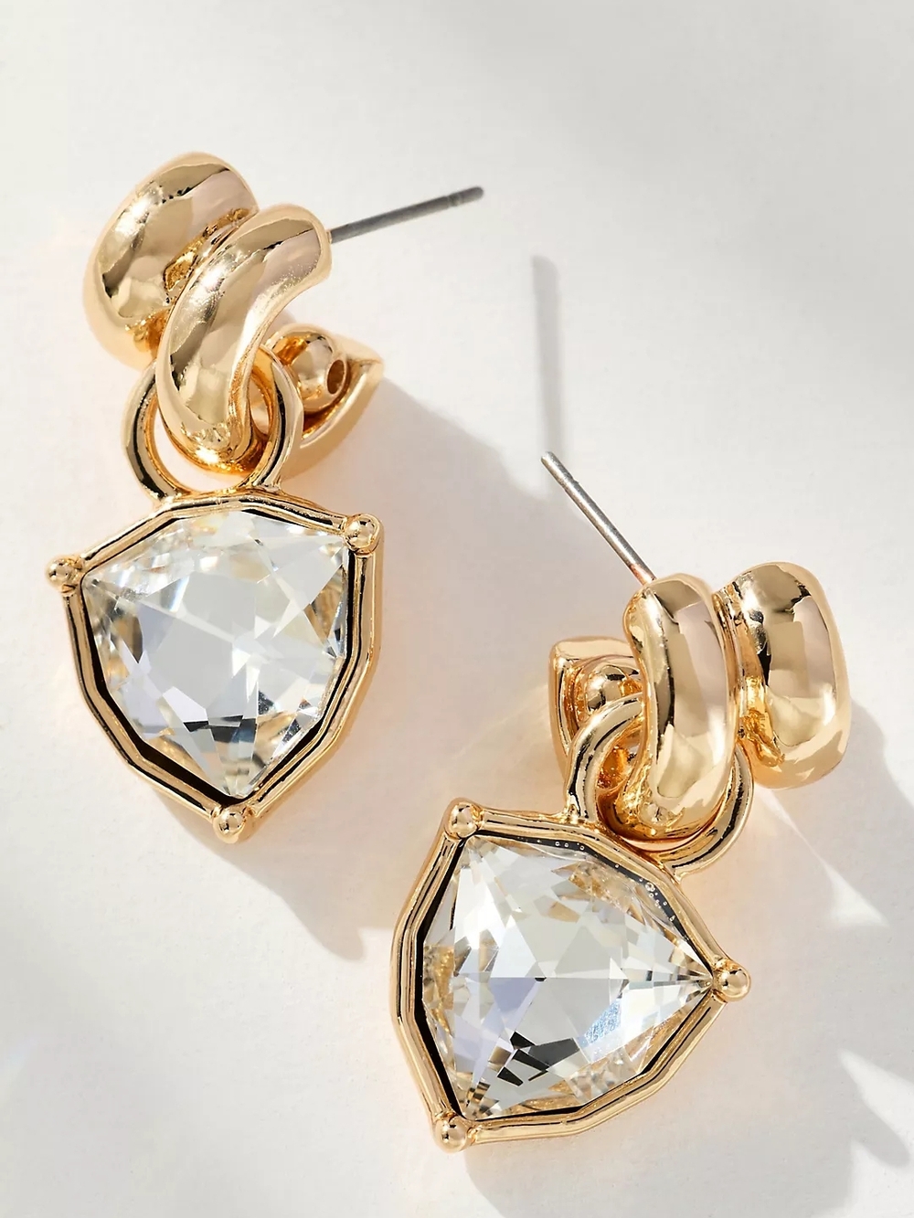 Anthropologie Gold Crystal Drop Earrings